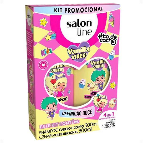 Kit Salon Line Kids Vanilla Vibes! #ToDeCacho: Shampoo Cabelo e Corpo e Creme Multifuncional 300ml