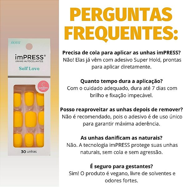 Unhas Autocolantes Kiss New York Quadrado Curto Caution Imc02b