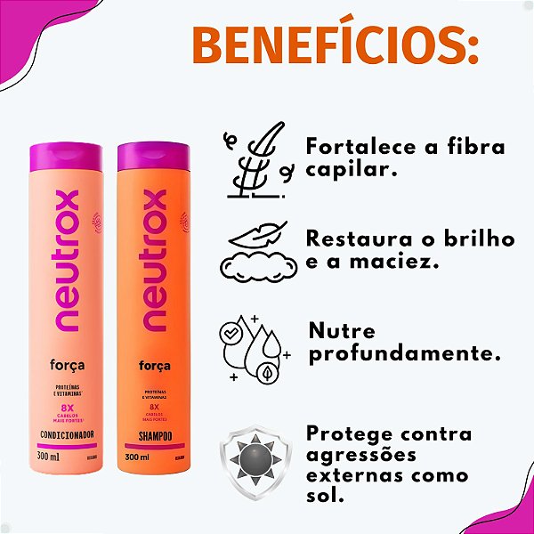 Kit Neutrox Força Proteínas e Vitaminas: Shampoo e Condicionador 300ml