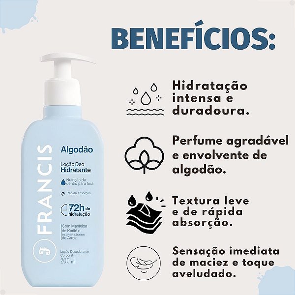 Loção Deo Hidratante Francis Algodão 200ml