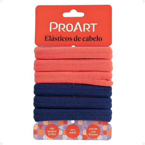Elásticos De Cabelo Proart Cor Azul e Laranja Ec19b