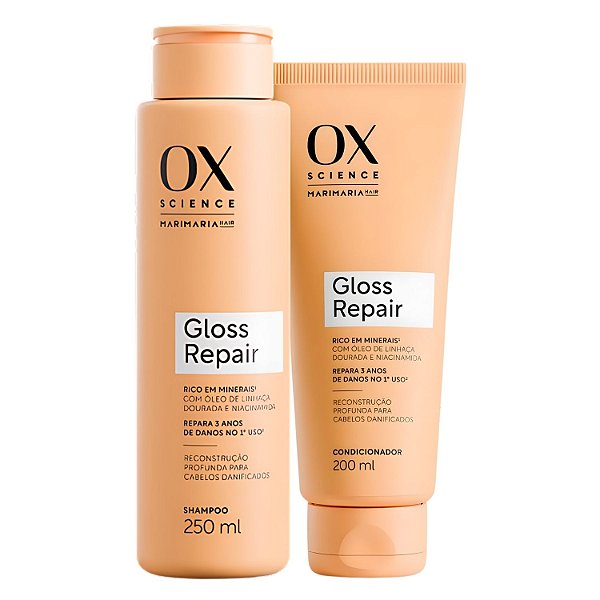Kit Ox Science Mari Maria Hair Gloss Repair: Shampoo 250ml e Condicionador 200ml