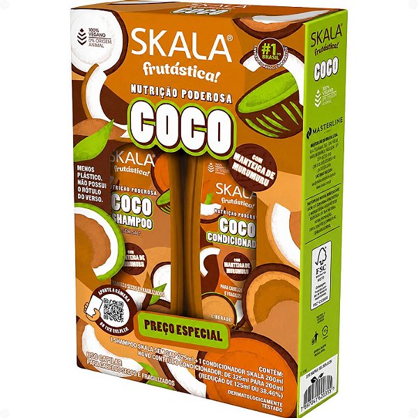 Kit Skala Frutástica Coco: Shampoo 325ml e Condicionador 200ml
