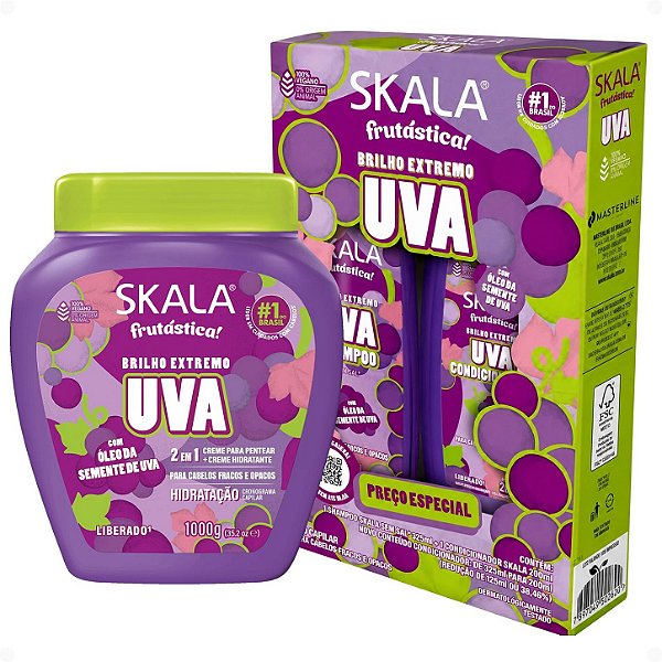 Kit Skala Frutástica! Uva: Shampoo 325ml, Condicionador 200ml e Creme De Tratamento 1000g