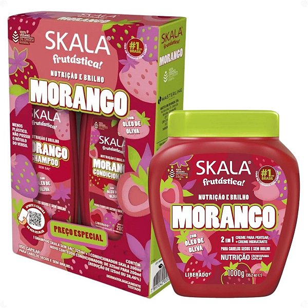 Kit Skala Frutástica! Morango: Shampoo 325ml, Condicionador 200ml e Creme De Tratamento 1000g
