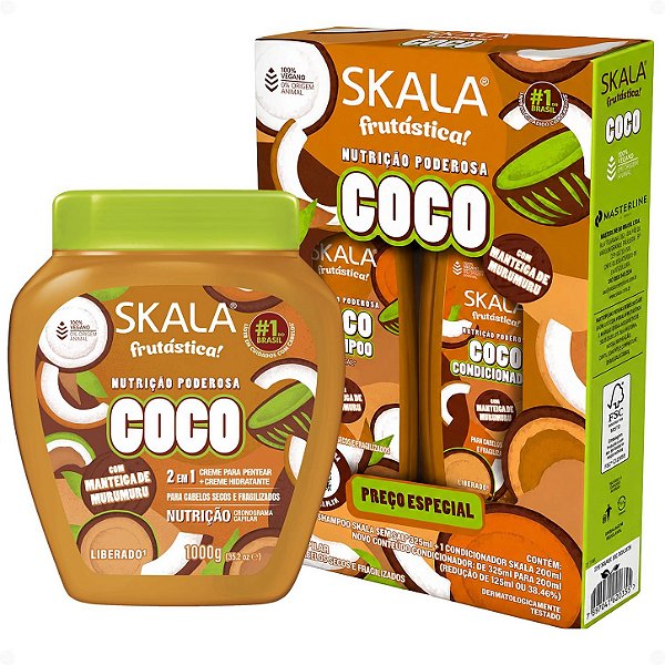 Kit Skala Frutástica! Coco: Shampoo 325ml, Condicionador 200ml e Creme De Tratamento 1000g