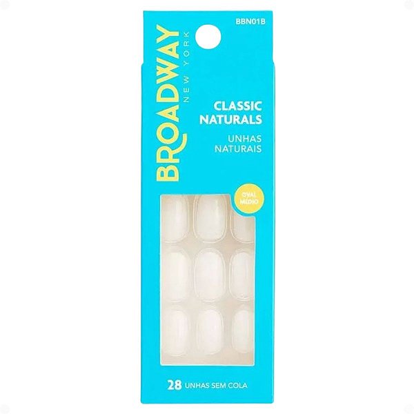 Unhas Postiças Broadway Kiss Ny Classic Naturals Oval Médio Freedom Bbn01b