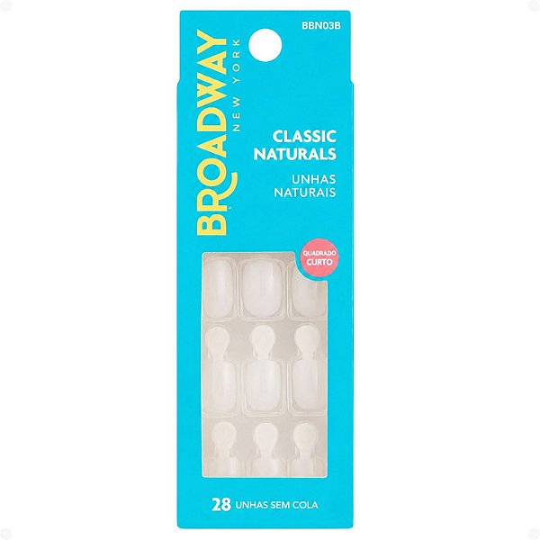 Unhas Postiças Broadway Kiss Ny Classic Naturals Quadrado Curto Courage Bbn03b