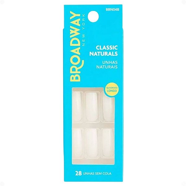Unhas Postiças Broadway Kiss Ny Classic Naturals Quadrado Longo No Limit Bbn04b