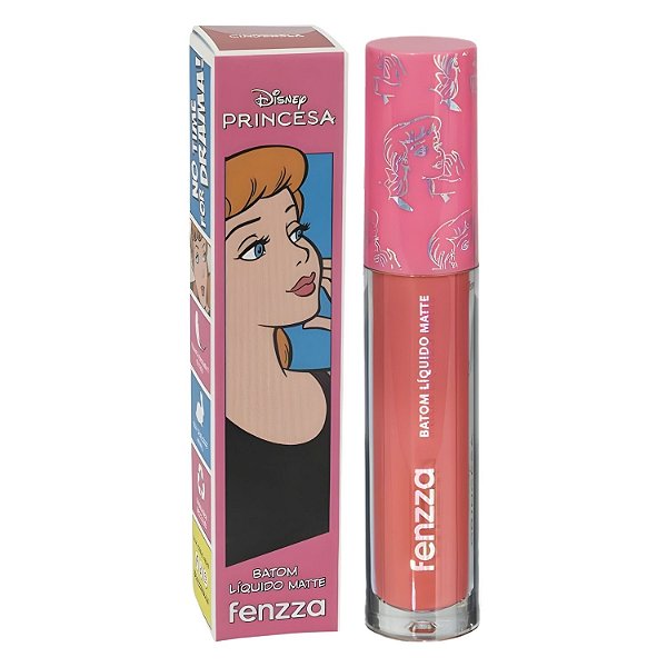Batom Líquido Matte Fenzza Disney Princesa Cinderela Dis108
