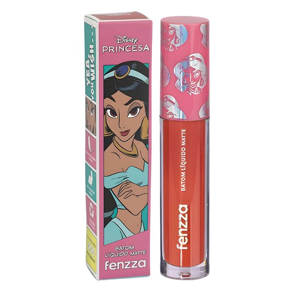 Batom Líquido Matte Fenzza Disney Princesa Jasmine Dis108