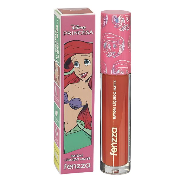Batom Líquido Matte Fenzza Disney Princesa Ariel Dis108
