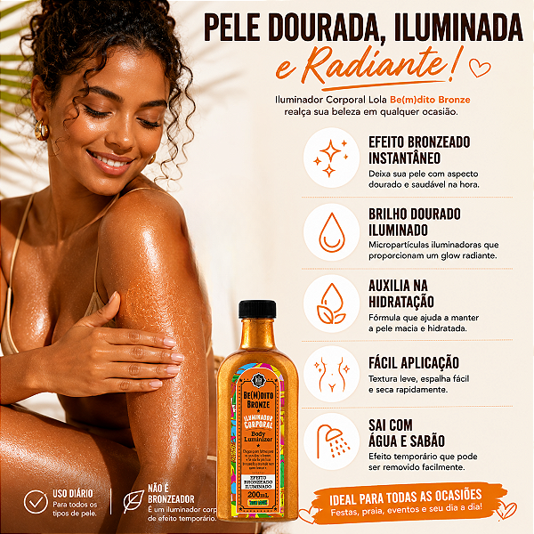 Iluminador Corporal Lola Be(m)dito Bronze Efeito Bronzeado 200ml
