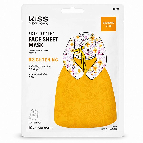 Máscara Facial Coreana Kiss Ny Face Sheet Mask Brightening Iluminadora Kkf01