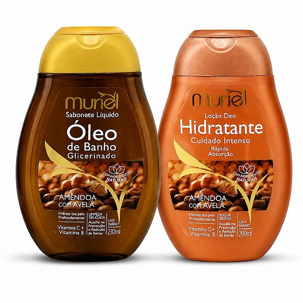Kit Muriel Amêndoa Com Avelã: Sabonete Óleo De Banho 230ml e Loção Deo Hidratante 200ml