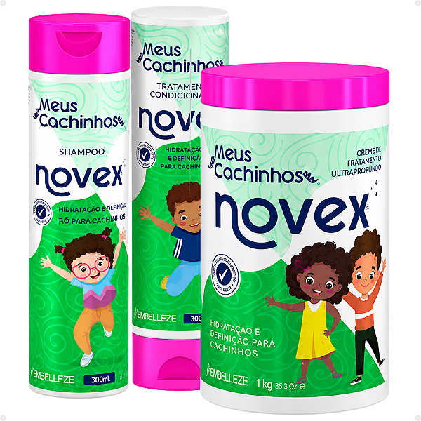 Kit Novex Meus Cachinhos 3abc: Shampoo e Tratamento Condicionante 300ml + Creme De Tratamento Ultraprofundo 1kg