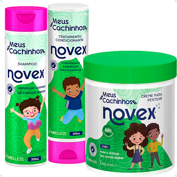 Kit Novex Meus Cachinhos 3abc: Shampoo e Tratamento Condicionante 300ml + Creme Para Pentear 1kg