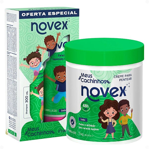 Kit Novex Meus Cachinhos 3abc: Shampoo e Tratamento Condicionante 300ml + Creme Para Pentear 1kg