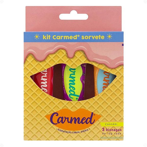 Kit Carmed Sorvete Protetor Solar Labial Fps 15 Incolor Com 3