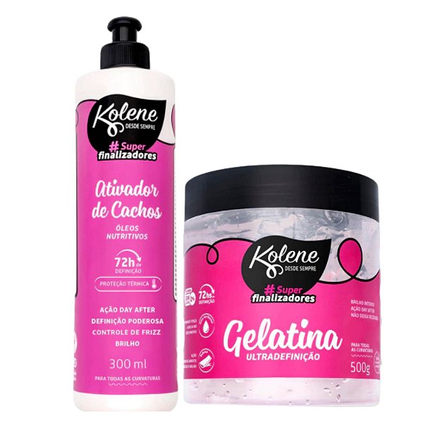 Kit Kolene #Super Finalizadores: Ativador de Cachos Óleos Nutritivos 300ml e Gelatina Ultradefinição 500g