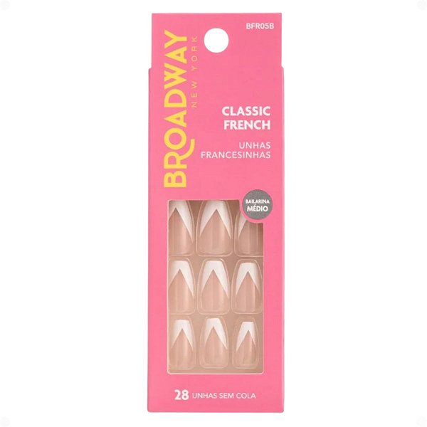 Unhas Postiças Broadway Kiss New York Classic French Francesinha Bailarina Médio Passion Bfr05b