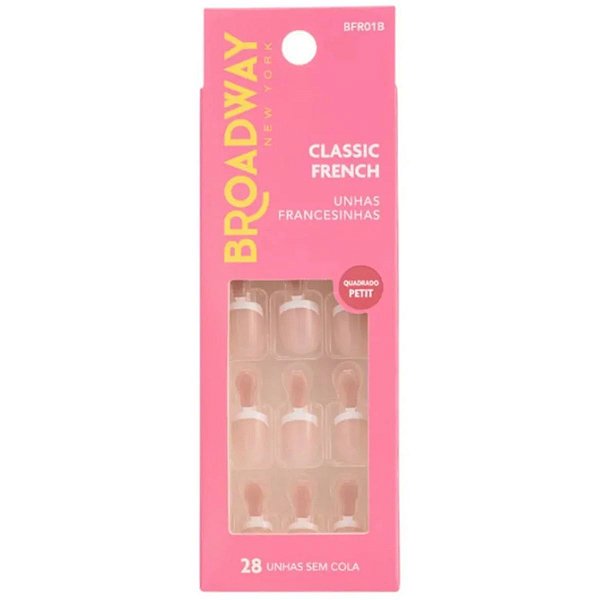 Unhas Postiças Broadway Kiss New York Classic French Francesinha Quadrado Petit Wonder Bfr01b