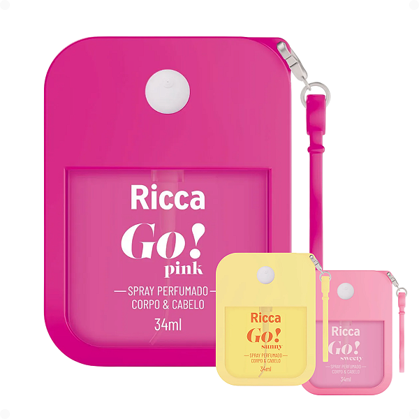 Spray Perfumado Ricca Go! Corpo e Cabelo 34ml Com Chaveiro