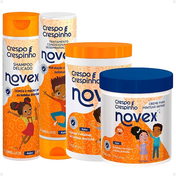 Kit Novex Crespo e Crespinho 4abc: Shampoo e Tratamento Condicionante 300ml + Creme De Tratamento e Creme para Pentear 1kg