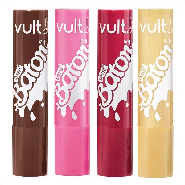 Kit Baton Com 4 Gloss Stick Vult: Marrom, Malva, Rosa e Translucido com Brilho