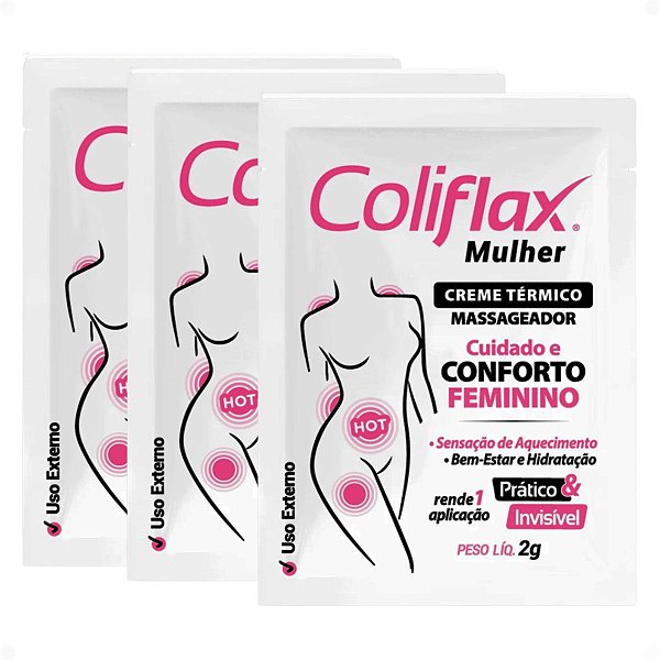 Kit Coliflax Mulher Sachê: 3 Cremes Térmicos Alívio Da Cólica Menstrual 2g