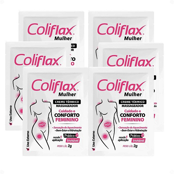 Kit Coliflax Mulher Sachê: 6 Cremes Térmicos Alívio Da Cólica Menstrual 2g
