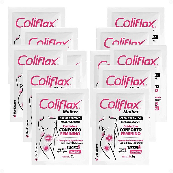 Kit Coliflax Mulher Sachê: 12 Cremes Térmicos Alívio Da Cólica Menstrual 2g