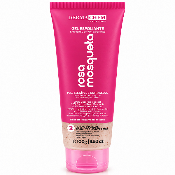 Gel Esfoliante Facial Dermachem Rosa Mosqueta Pele Sensível e Extrasseca 100g