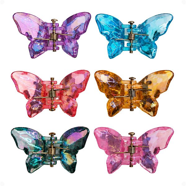 Kit Piranha De Cabelo Borboleta 1,5cm x 2,5cm Com 6 Unidades Cód.: P12