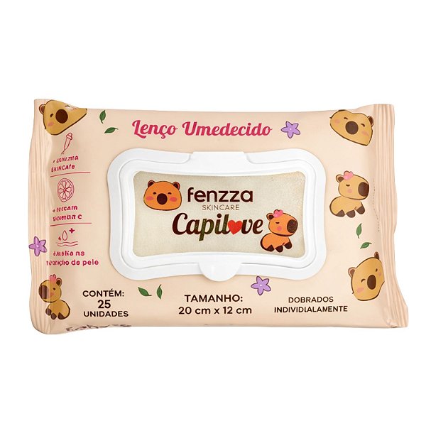 Lenço Umedecido Demaquilante Fenzza SkinCare Capilove Com 25 Unidades