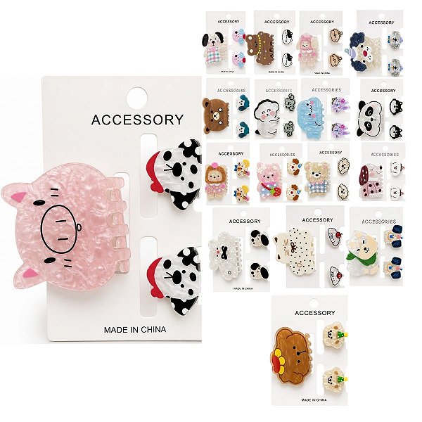 Kit Acessórios Para Cabelo: 1 Piranha Grande e 2 Pequenas Mgdf18503