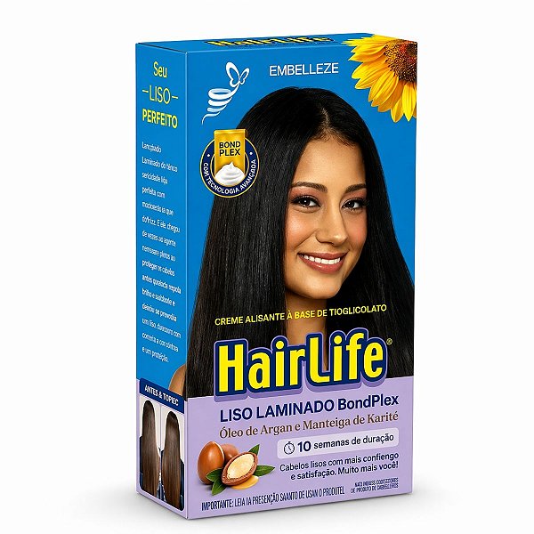 Creme Para Alisamento Tioglicolato Embelleze HairLife Liso Laminado Óleo de Argan e Manteiga de Karité