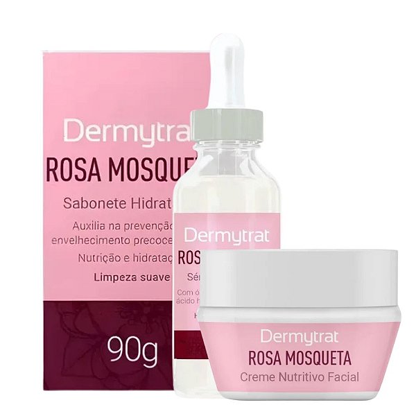 Kit Dermytrat Rosa Mosqueta Rubiginosa: Sabonete Hidratante, Creme Nutritivo e Sérum Hidratante
