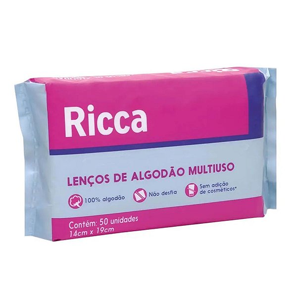 Lenços de Algodão Multiuso Ricca 50un Cód.334