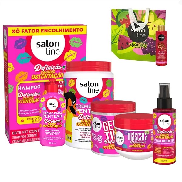 Kit Salon Line Definição Cachos Ostentação Completo Com 7 + Mimos