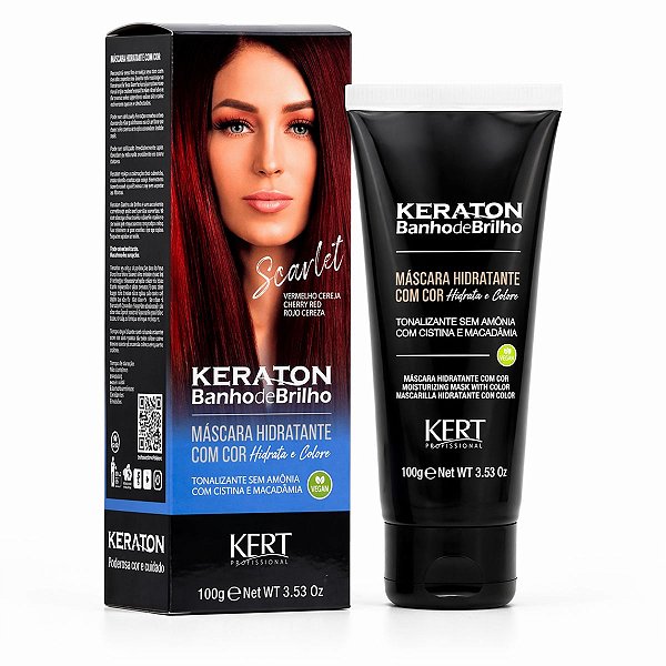 Tonalizante Kert Keraton Banho de Brilho Vegan Scarlet Vermelho Cereja 100g