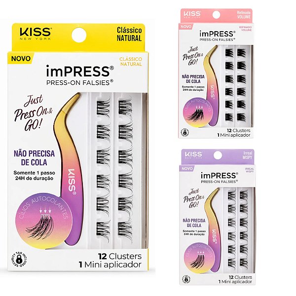 Cílios Autocolantes Kiss Ny Impress Just Press On & Go! Com Mini Aplicador