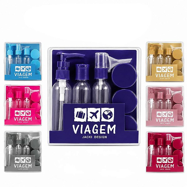 Kit Frascos para Viagem Jacki Design 9 Peças Akm20902