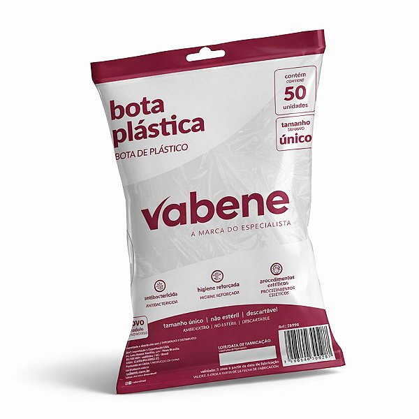 Bota De Plástico Vabene Descartável Tamanho Único Com 50 Unidades
