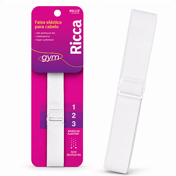 Faixa Elástica Para Cabelo Ricca Gym Antideslizante White Cód.1046