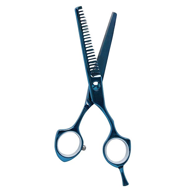 Tesoura Profissional Dentada Mega Kasho Blue Titanium Fio Navalha 5.5 K5360d-55