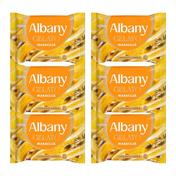 Kit Albany Sabonete Corporal Em Barra Gelato Maracujá 80g Com 6