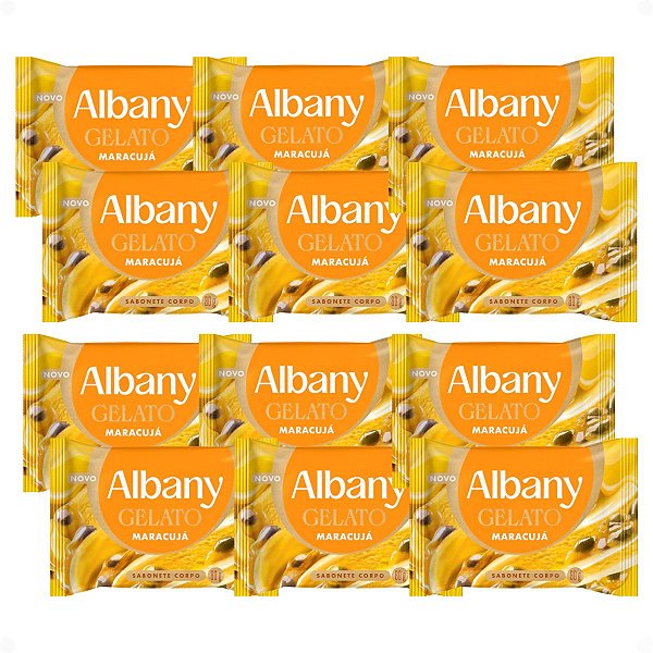 Kit Albany Sabonete Corporal Em Barra Gelato Maracujá 80g Com 12
