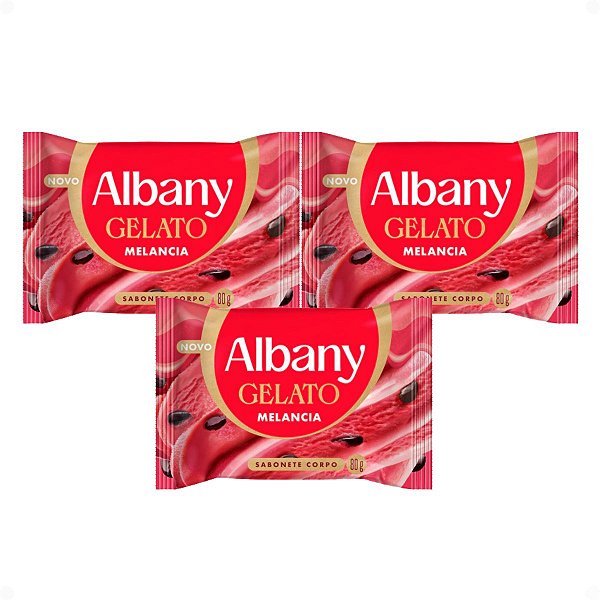 Kit Albany Sabonete Corporal Em Barra Gelato Melancia 80g Com 3