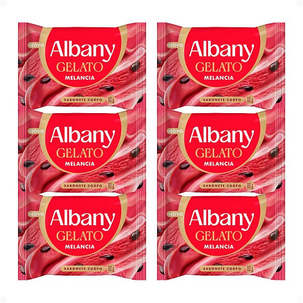 Kit Albany Sabonete Corporal Em Barra Gelato Melancia 80g Com 6